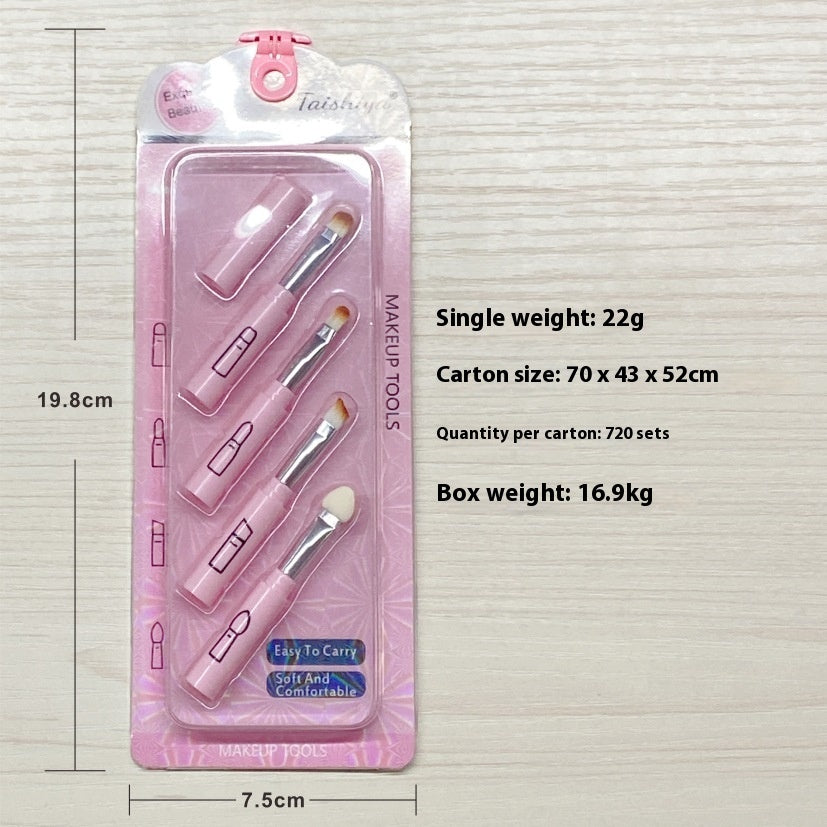 Multifunctional All-aluminum Tube Four-cut Makeup Brush Makeup Tools